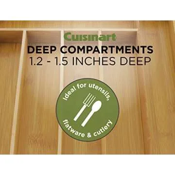 Cuisinart Adjustable Bamboo Utensil Organizer for Silverware