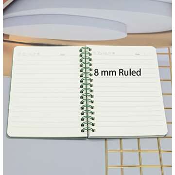 Yansanido Spiral Notebook, 8 Pcs 4 Color A6 Size Thick Plastic Hardcover 8mm Ruled Paper 80 Sheets (160 Pages) Journal for School and Office Supplies (8 Pcs A6)