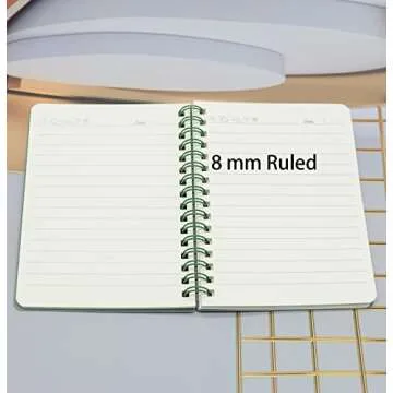 Yansanido Spiral Notebook, 8 Pcs 4 Color A6 Size Thick Plastic Hardcover 8mm Ruled Paper 80 Sheets (160 Pages) Journal for School and Office Supplies (8 Pcs A6)