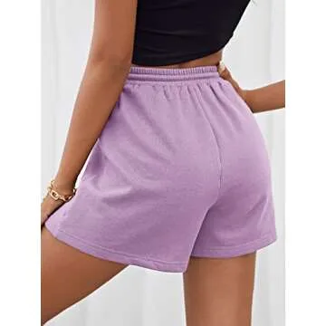 MakeMeChic Women's Casual Drawstring Waist Sweat Shorts Running Track Shorts Lilac Purple L
