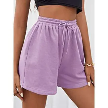 MakeMeChic Women's Casual Drawstring Waist Sweat Shorts Running Track Shorts Lilac Purple L