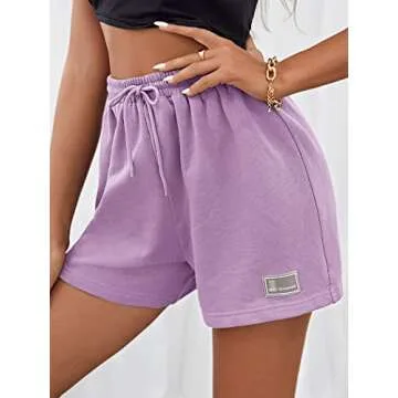 MakeMeChic Women's Casual Drawstring Waist Sweat Shorts Running Track Shorts Lilac Purple L