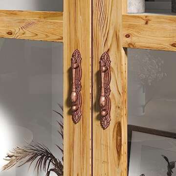 ECACAD Modern 3-Tier Storage Cabinet Bookshelf with Carved Doors, Multi-Purpose Storage Cabinet with Drawer & Shelves, Versatile Storage for Living Room, Kitchen, Home Office, White & Brown