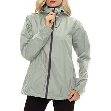 LeSies Women's Lightweight Waterproof Rain Jacket with Hood