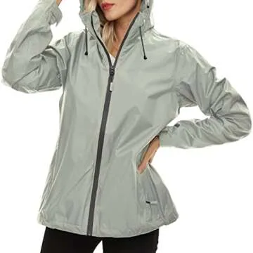 LeSies Women's Lightweight Waterproof Rain Jacket with Hood