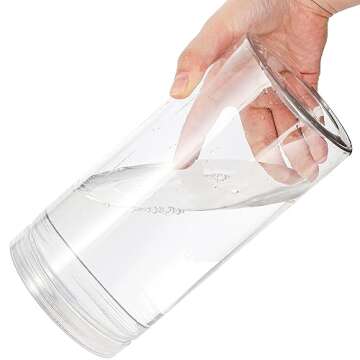 Pumtus 8 Pack Clear Plastic Jars with Lid, 46 OZ Round Candy Storage Jars, Empty Large Mason Jars, Tall PET Canisters Cylinders, Wide Mouth Pantry Container for Dry Food, Spice, Nuts, Noodles, Slime