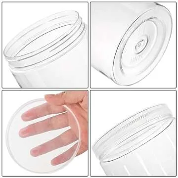 Pumtus 8 Pack Clear Plastic Jars with Lid, 46 OZ Round Candy Storage Jars, Empty Large Mason Jars, Tall PET Canisters Cylinders, Wide Mouth Pantry Container for Dry Food, Spice, Nuts, Noodles, Slime