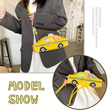 Oweisong Fun Purses for Women Novelty Car Taxi Shaped Crossbody Bag Ice Cream Bus Laser Holographic Shoulder Handbag for Girl