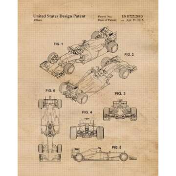 Classic F1 Racing Cars Patent Prints - Unframed 8x10 Wall Art Decor Gift for Home Office, Gearheads ...