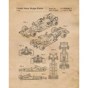 Classic F1 Racing Patent Prints - Unframed Art Decor