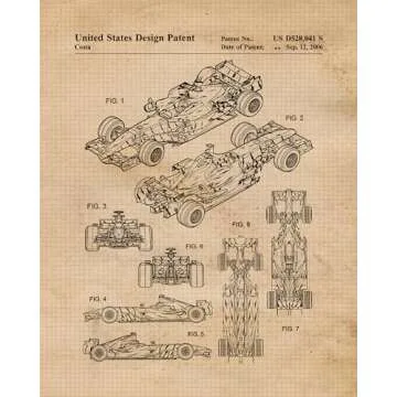 Classic F1 Racing Patent Prints - Unframed Art Decor