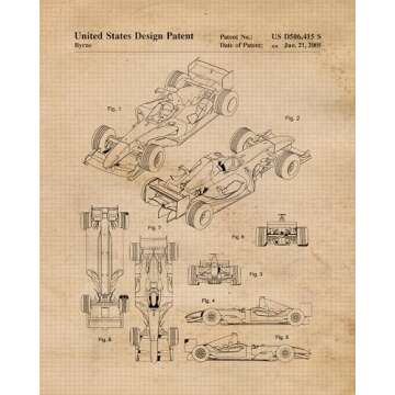 Classic F1 Racing Patent Prints - Unframed Art Decor