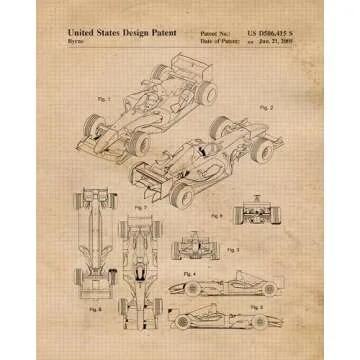 Classic F1 Racing Patent Prints - Unframed Art Decor