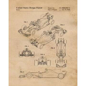 Classic F1 Racing Patent Prints - Unframed Art Decor