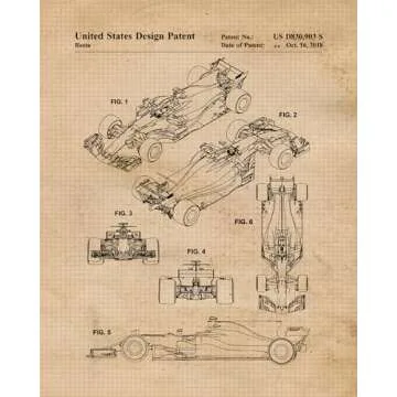 Classic F1 Racing Patent Prints - Unframed Art Decor