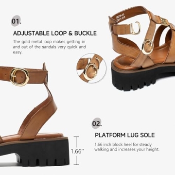 Comfortable BEAU TODAY Women's Gladiator Platform Sandals