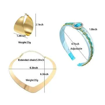 KURTCB Arabian Princess Costume Accessories Set - Jasmine Headband, Earrings & Necklace