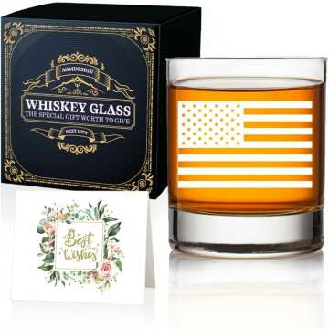 American Flag Whiskey Glass Gift Set for Veterans