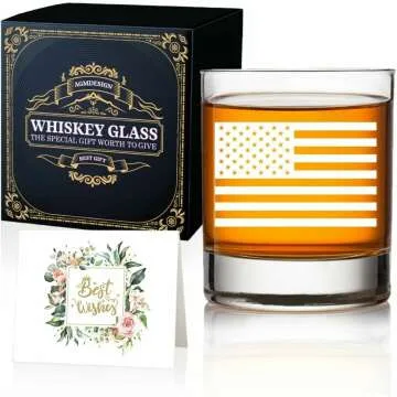 American Flag Whiskey Glass Gift Set for Veterans