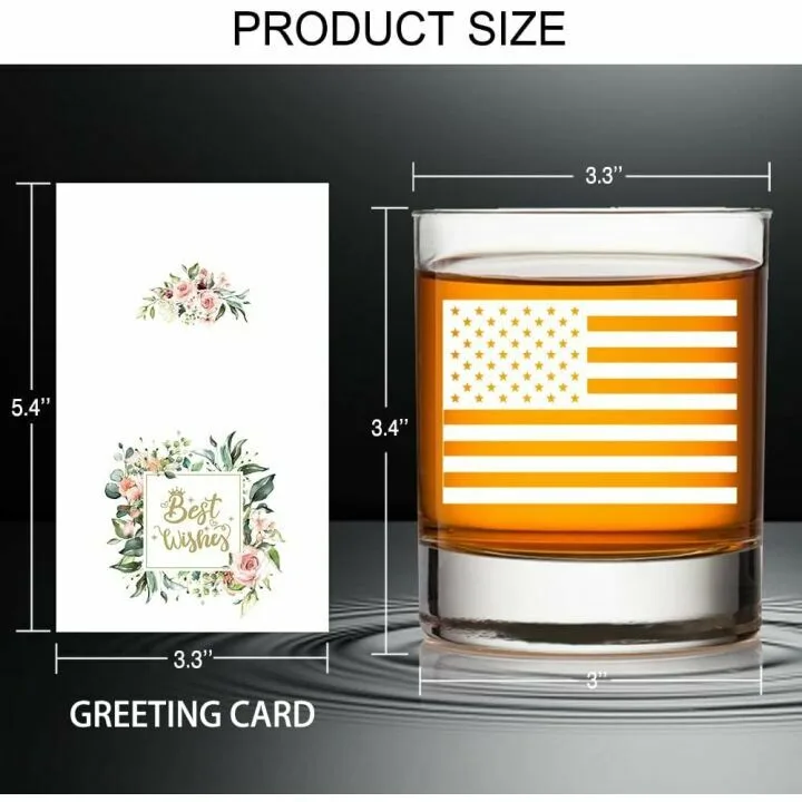American Flag Whiskey Glass Gift Set for Veterans
