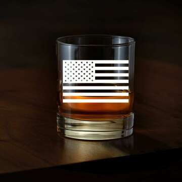 American Flag Whiskey Glass Gift Set for Veterans