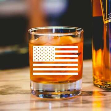 American Flag Whiskey Glass Gift Set for Veterans