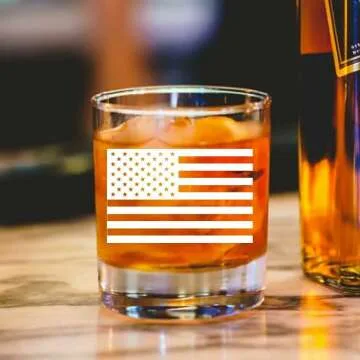 American Flag Whiskey Glass Gift Set for Veterans
