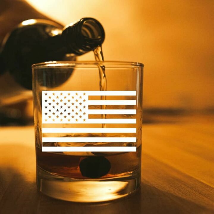 American Flag Whiskey Glass Gift Set for Veterans
