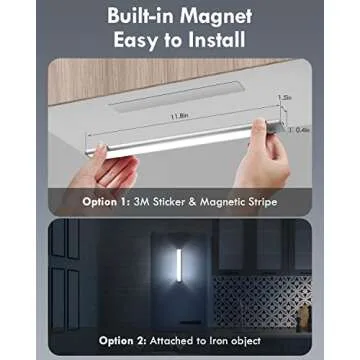 BLS LED Closet Lights, 52LED Motion Sensor Light Indoor, Under Cabinet Lights Rechargeable USB-C Under Cabinet Lighting, 1800mah Battery Operated Lights Wireless Magnetic Light for Kitchen Night Stair