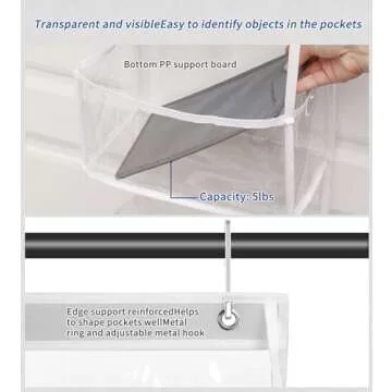 Fixwal 5-Shelf Over The Door Hanging Pantry Organizer, Room Organizer with Clear Plastic Pockets, 25lb Ultra Sturdy & Large Capacity for Closet, Bedroom, Nursery, Bathroom and Sundries