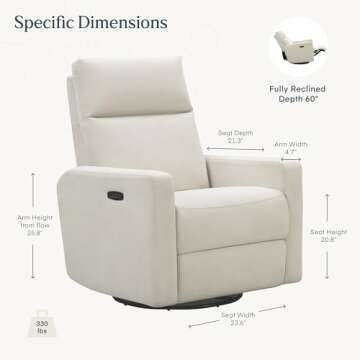 Nurture& The Glider Plus - Premium Nursery Power Recliner | Swivel Chair with Adjustable Head Suppor...