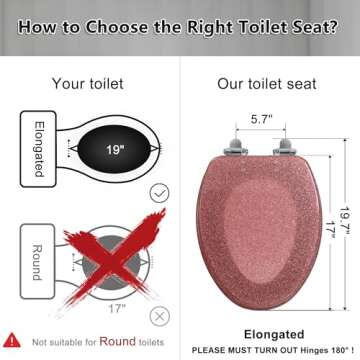 Angol Shiold Glitter Pink Elongated Toilet Seat - Durable & Stylish