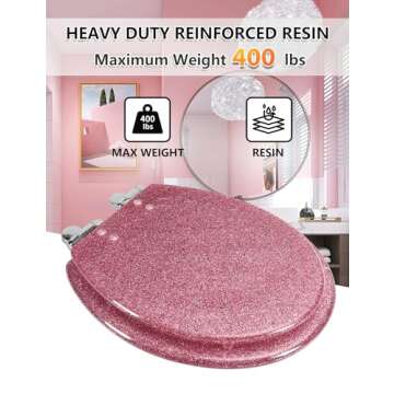 Angol Shiold Glitter Pink Toilet Seat for Standard Toilets