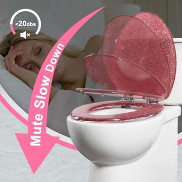 Angol Shiold Glitter Pink Toilet Seat for Standard Toilets