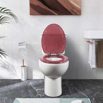Angol Shiold Glitter Pink Toilet Seat for Standard Toilets
