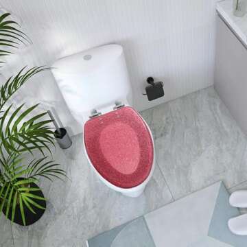 Angol Shiold Glitter Pink Toilet Seat for Standard Toilets
