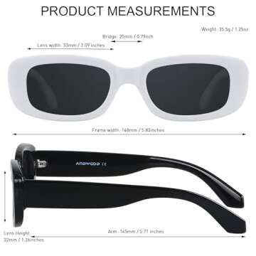 Stylish ANDWOOD 90s Rectangle Sunglasses for Women