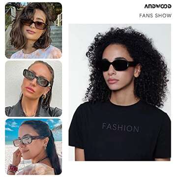 Stylish ANDWOOD 90s Rectangle Sunglasses for Women