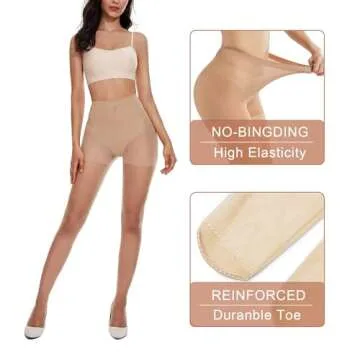 Weziarer Women's Control Top Pantyhose 20D - 2 Pairs