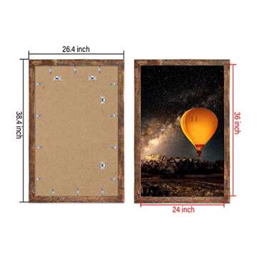 QEQRUG 24x36 Poster Frame Rustic Wood Big Photo or Movie Poster Frames for Wall Decor with Polished ...