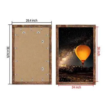 QEQRUG 24x36 Poster Frame Rustic Wood Big Photo or Movie Poster Frames for Wall Decor with Polished ...