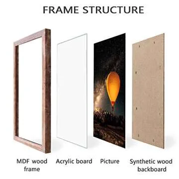 QEQRUG 24x36 Rustic Wood Poster Frame Set for Wall Decor