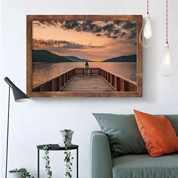 QEQRUG 24x36 Rustic Wood Poster Frame Set for Wall Decor