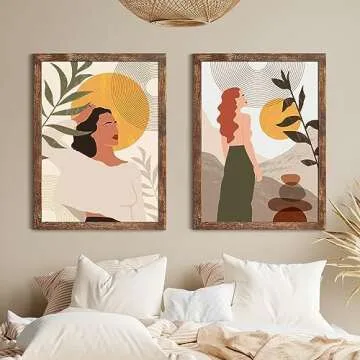 QEQRUG 24x36 Rustic Wood Poster Frame Set for Wall Decor