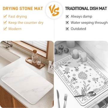 Stone Dish Drying Mat - Super Absorbent & Stylish Kitchen Essential