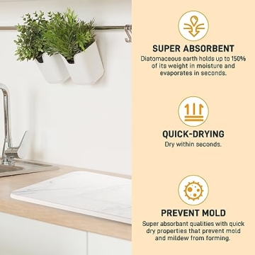 Stone Dish Drying Mat - Super Absorbent & Stylish Kitchen Essential