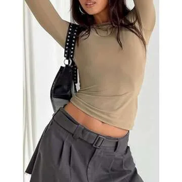 ROAONOCOMO Sexy Slim Fit Long Sleeve Crop Top for Women - Stylish Y2K Fashion