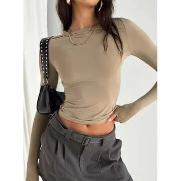 ROAONOCOMO Slim Fit Long Sleeve Crop Top for Women