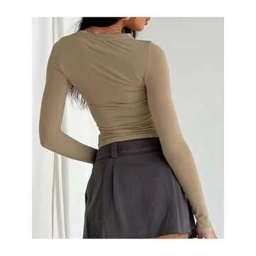 ROAONOCOMO Slim Fit Long Sleeve Crop Top for Women
