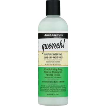 Aunt Jackie's Curls and Coils Quench Moisture Intensive Leave-In Hair Conditioner for Natural Curls, Coils and Waves, Enriched with Shea Butter, 12 oz